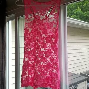 💖NWT💖Sexy 💖lace 💖pink💖 tank top.💖L💖